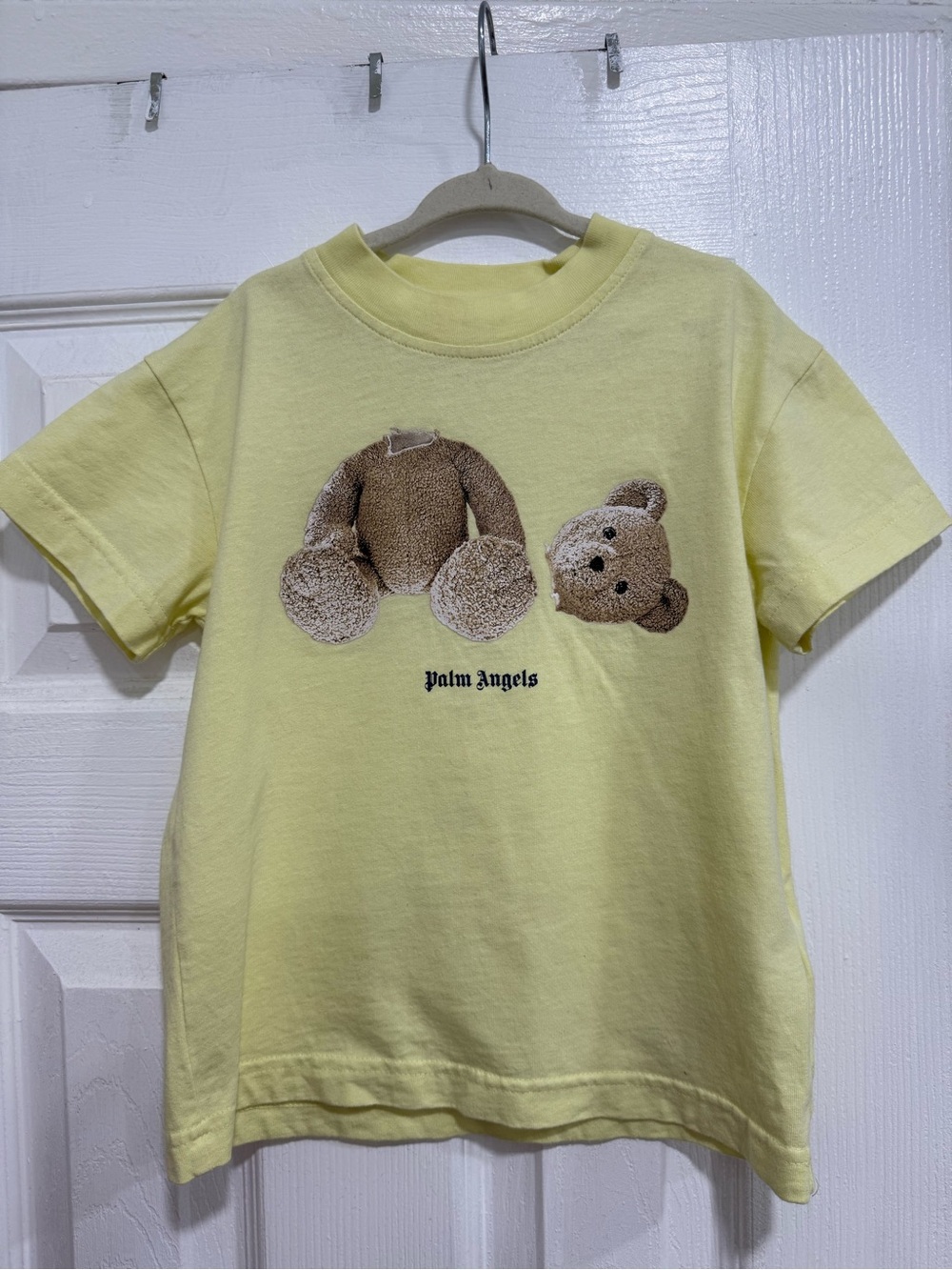 Palm Angels Kids Pale Yellow Teddy Head Graphic Tee